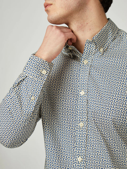 Ben Sherman Split Print L/S Shirt 818
