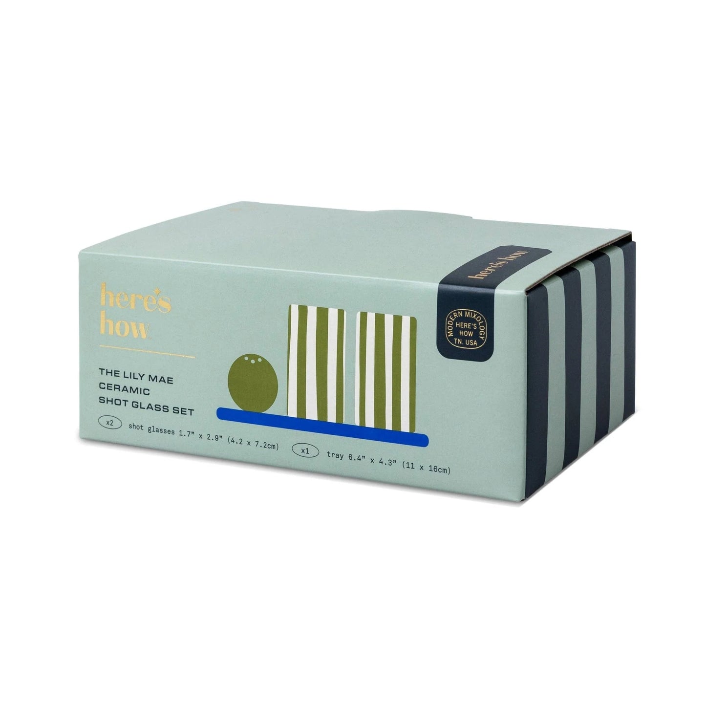 Heres How Lily Mae Ceramic Tequila Shot Glass Set - Cobalt + Olive