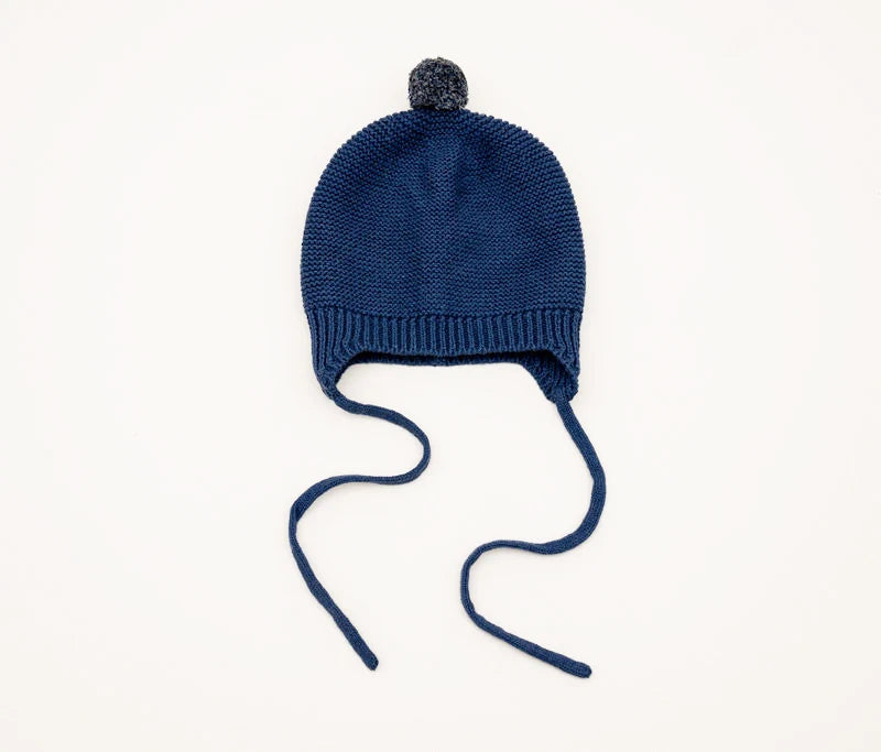 D)Lux Huggie Garter Knit Pom Pom Hat