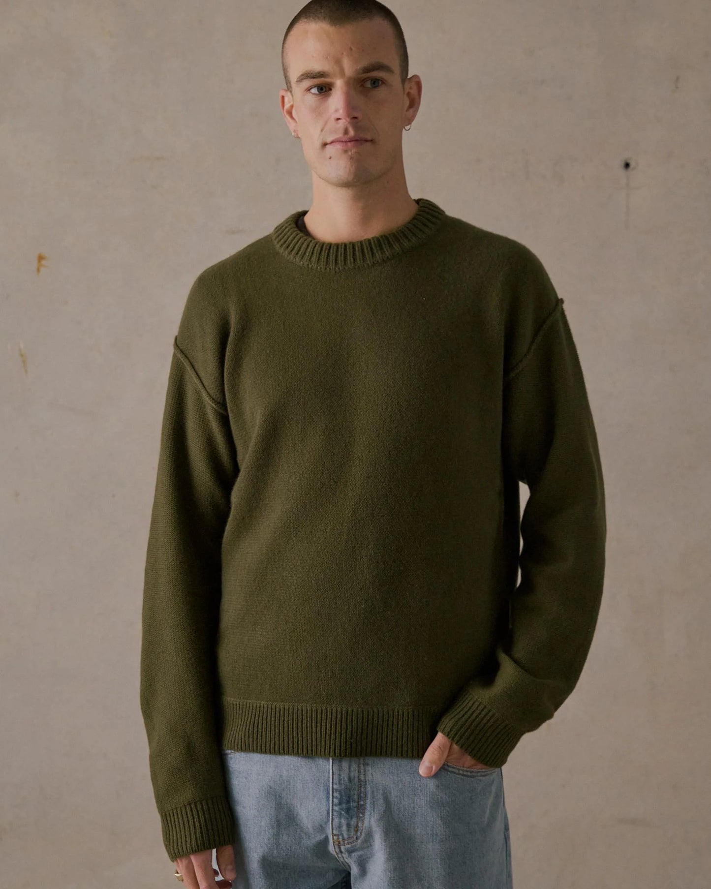 McTavish Reverse Seam Knit Jumper Green