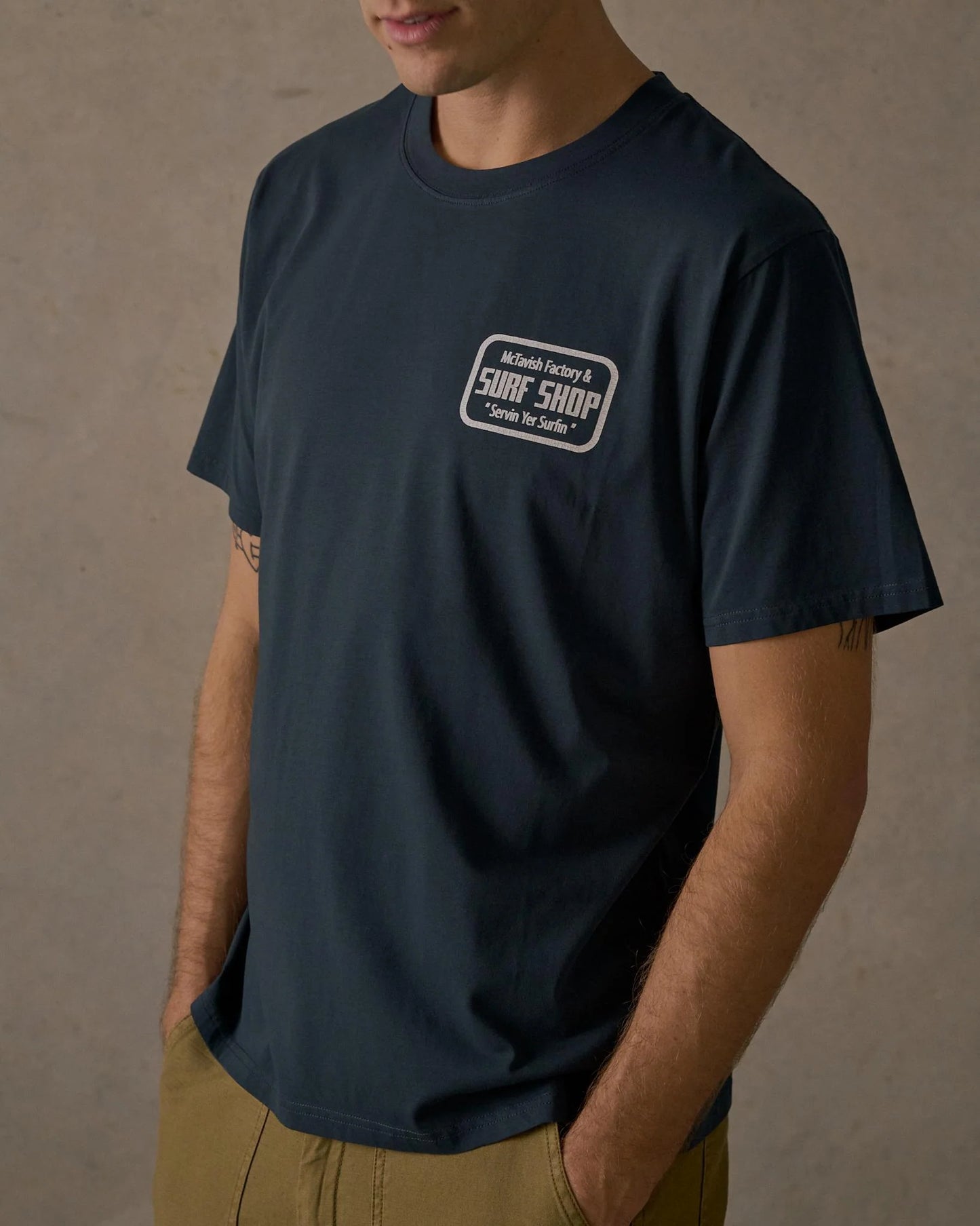 McTavish Surf Shop Tee Dark Blue