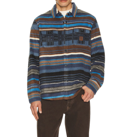 Brixton Bowery L/S Arctic Stretch Fleece – Mood Indigo Blanket Stripe