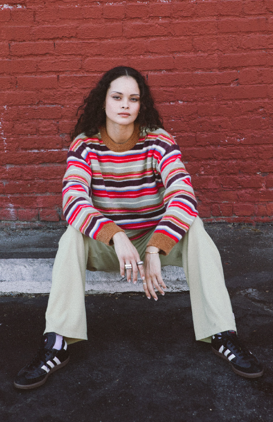 Brixton Cozy Crew Sweater Multi Stripe