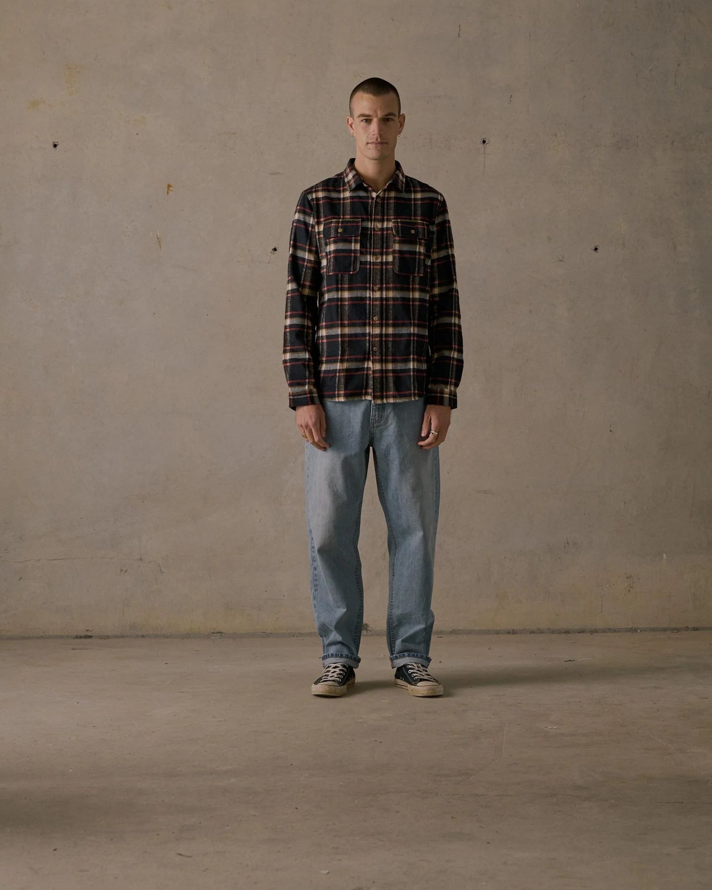 McTavish Twin Pocket Flannel Shirt Black Multi