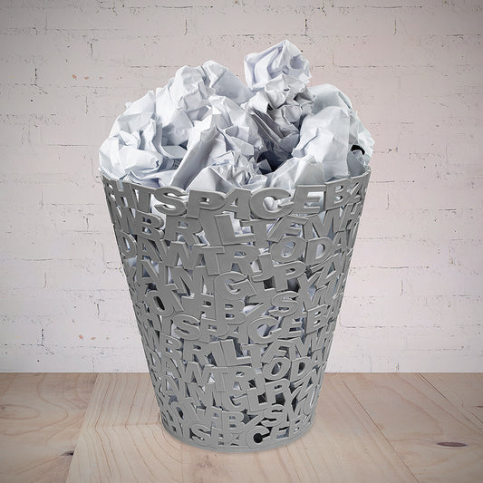 Balvi Grey Letters Wastebasket