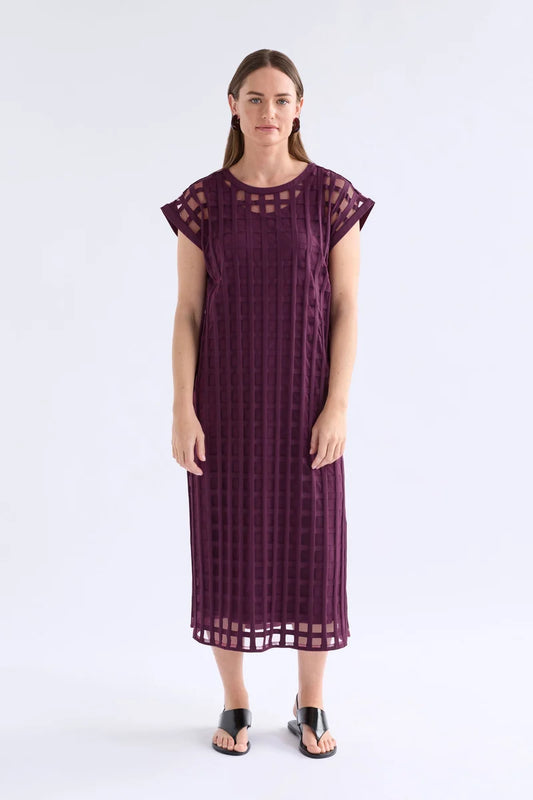 Elk Grid Burnout Midi Dress