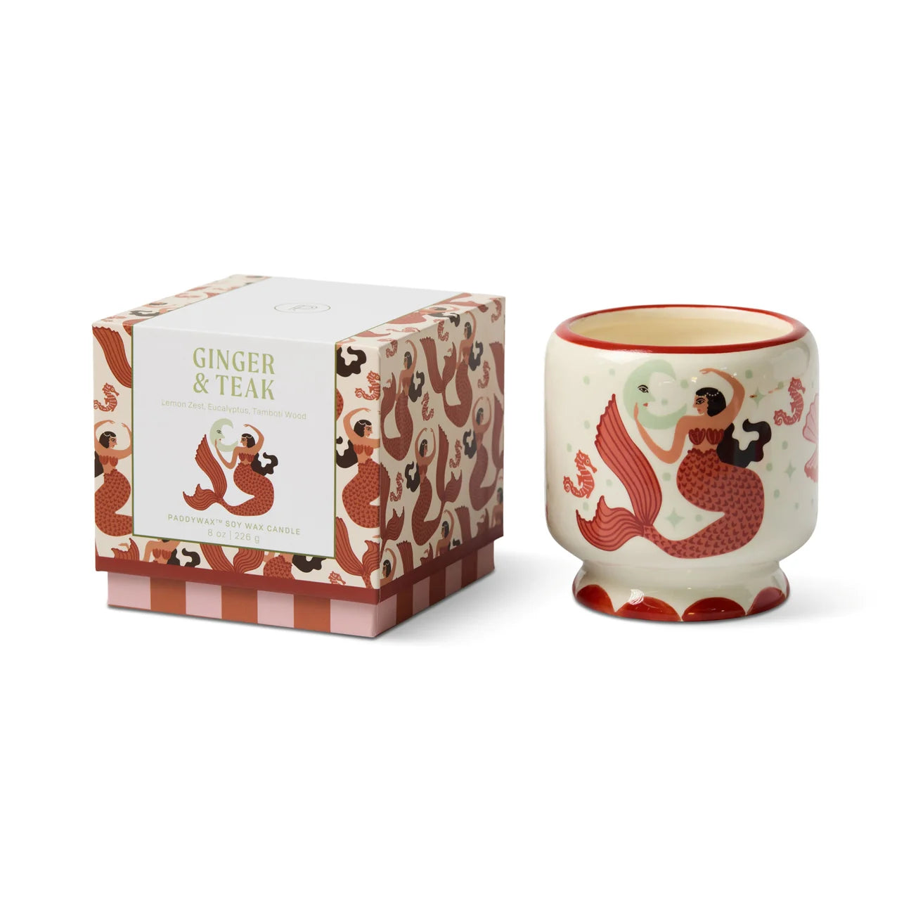 A Dopo Mermaid and Moon Ceramic Candle Ginger & Teak