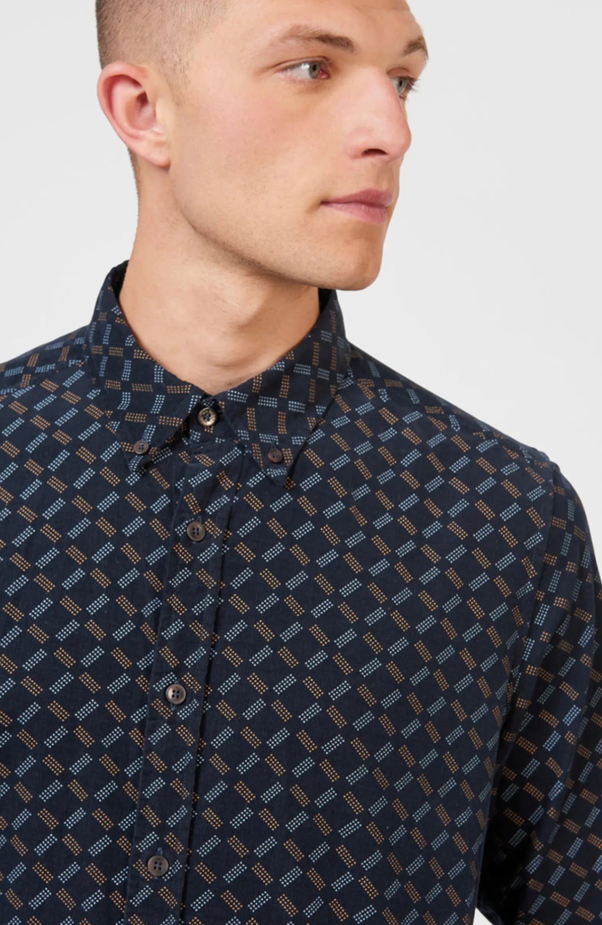 Ben Sherman Geo Print Cord L/S Shirt 036