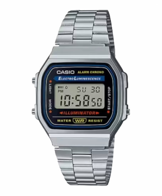 Casio Digital Backlight Alarm Stainless Steel Wristwatch A168WA-1WDF 3298