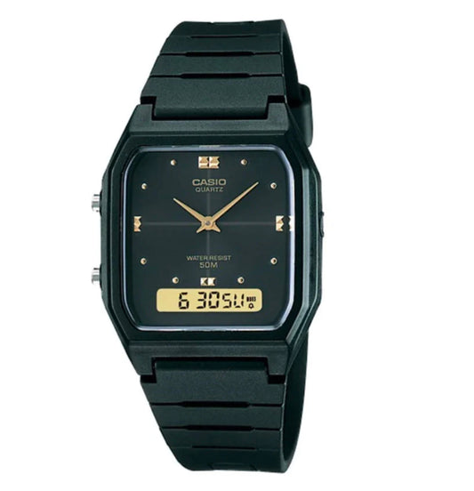 Casio Duo Black/Black/Gold Wrist Watch AW48HE-1A 5156