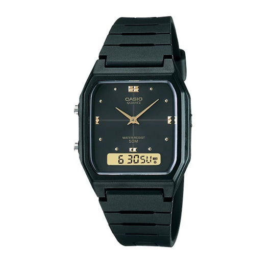 Casio Analog Black/Black/Gold Face Wristwatch AW-48HE-1AVDF 5156