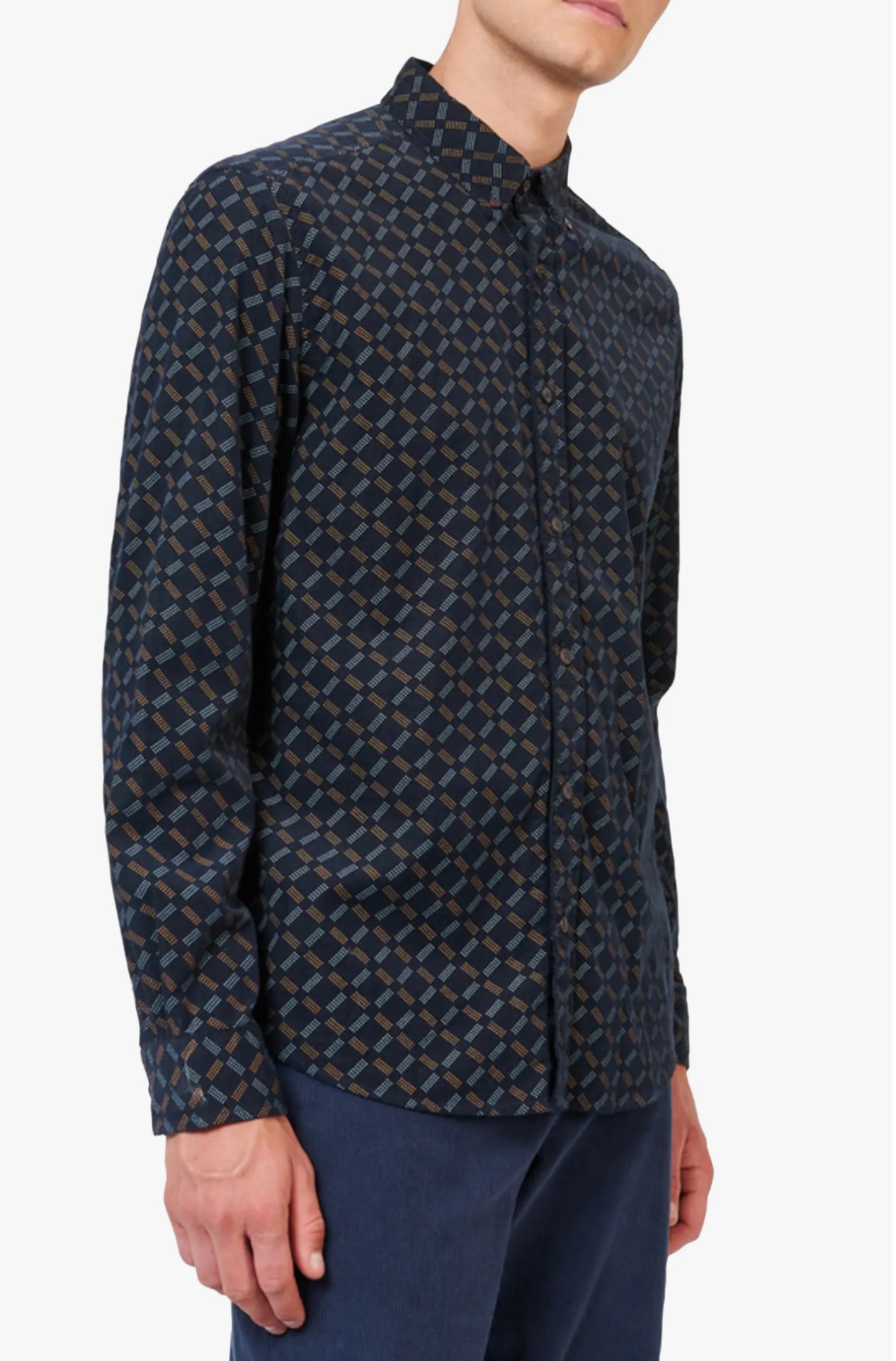 Ben Sherman Geo Print Cord L/S Shirt 036