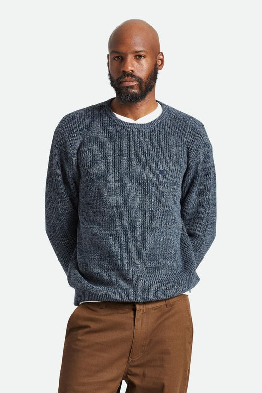 Brixton Landmark Crew Sweater Heather Blue