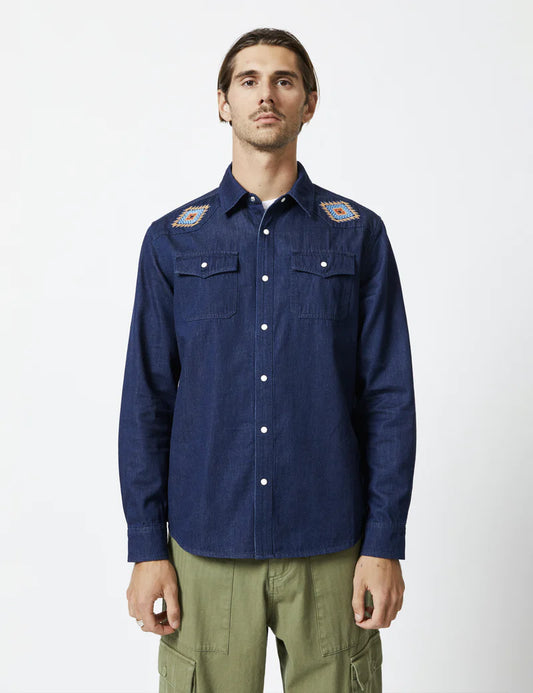 Mr Simple Western L/S Shirt Raw Blue