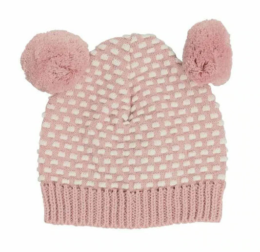 D)Lux Arkie Waffle Knit Pom Pom Hat