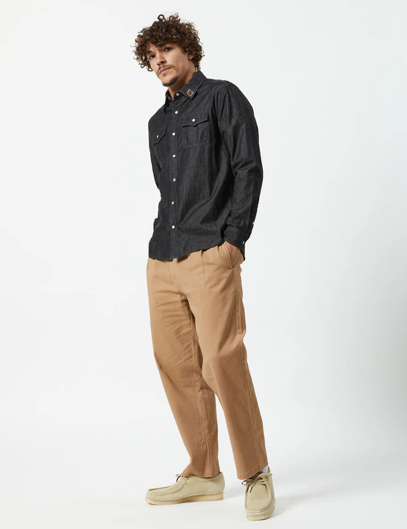 Mr Simple Rancho L/S Shirt Black Chambray