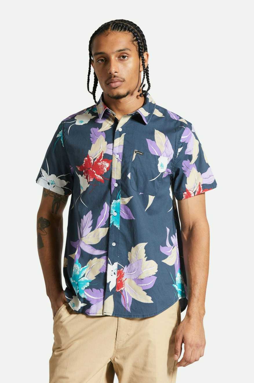 Brixton Charter S/S Shirt Washed Navy Passion