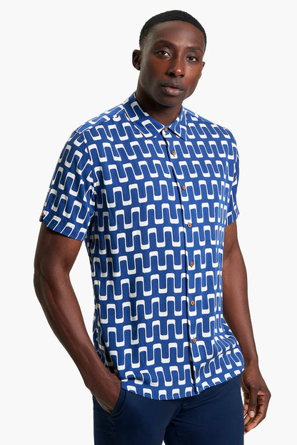 Ben Sherman B1012483 Jazz Print Shirt Blue