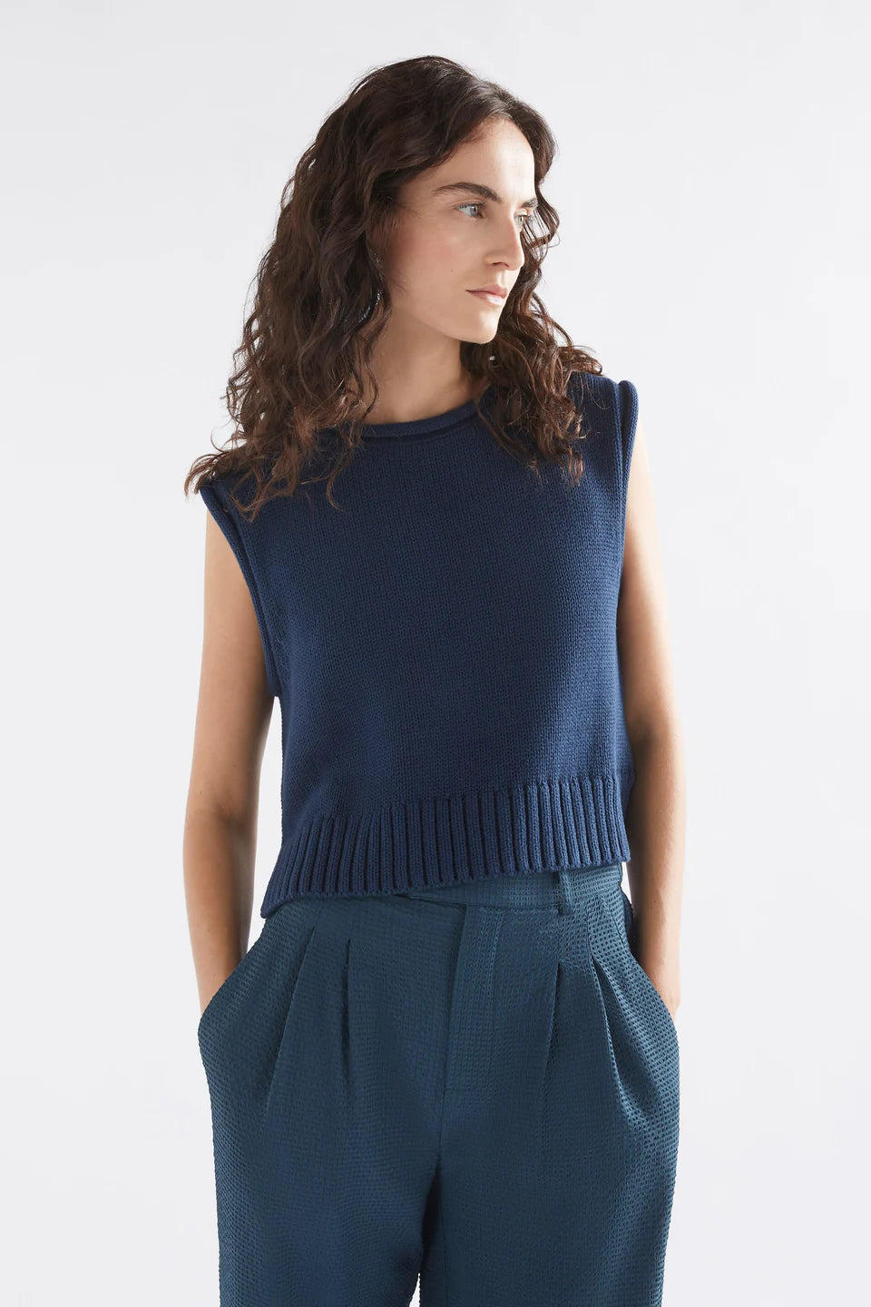 Elk Lunel Knit Vest Deep Sea Blue