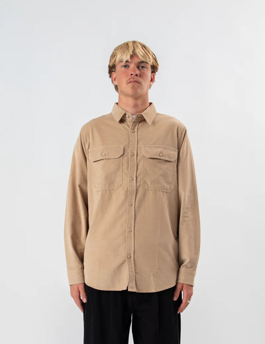 Mr Simple Sawyer Cord L/S Shirt Stone