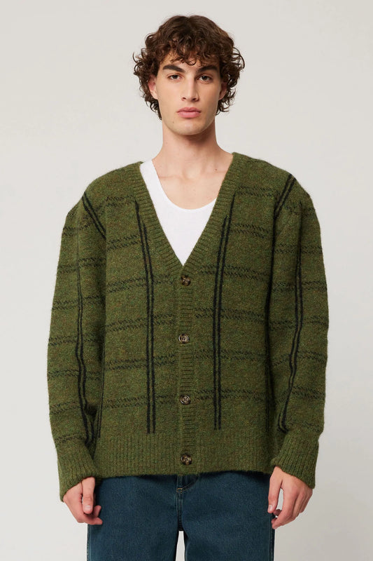 Rolla's Bruno Check Cardigan Green
