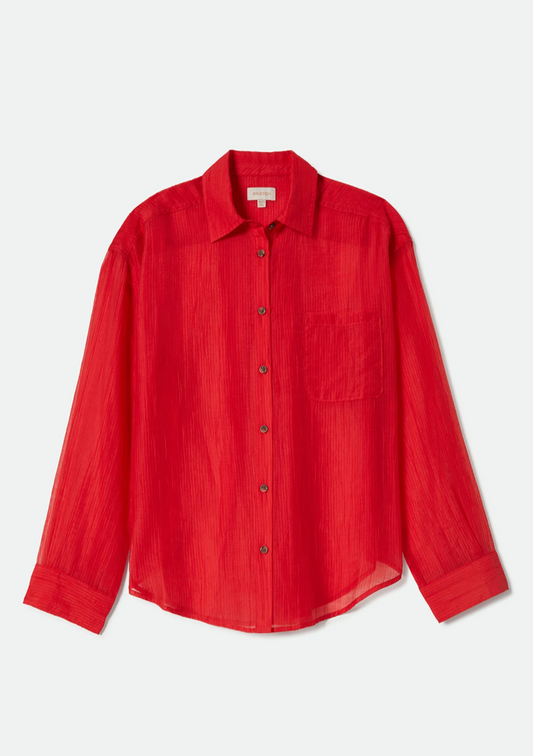 Brixton East Side Boxy L/S Button Down Crimson