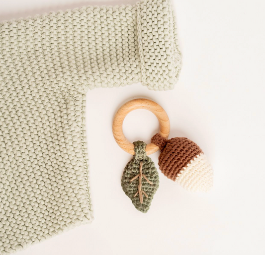 Acorn Cotton Crotchet Baby Rattle