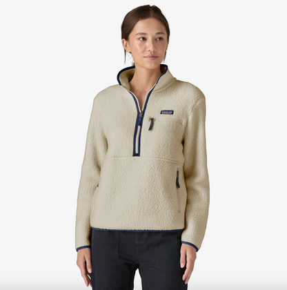 Womens Retro Pile Fleece Marsupial Pullover