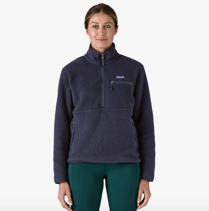 Womens Retro Pile Fleece Marsupial Pullover