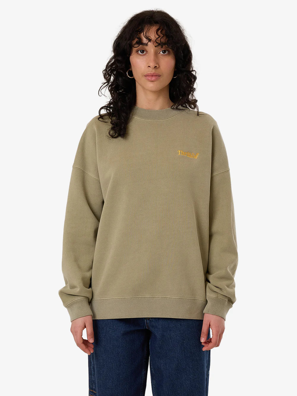 Thrills Workwear Cocoon Panel Crew Eucalyptus