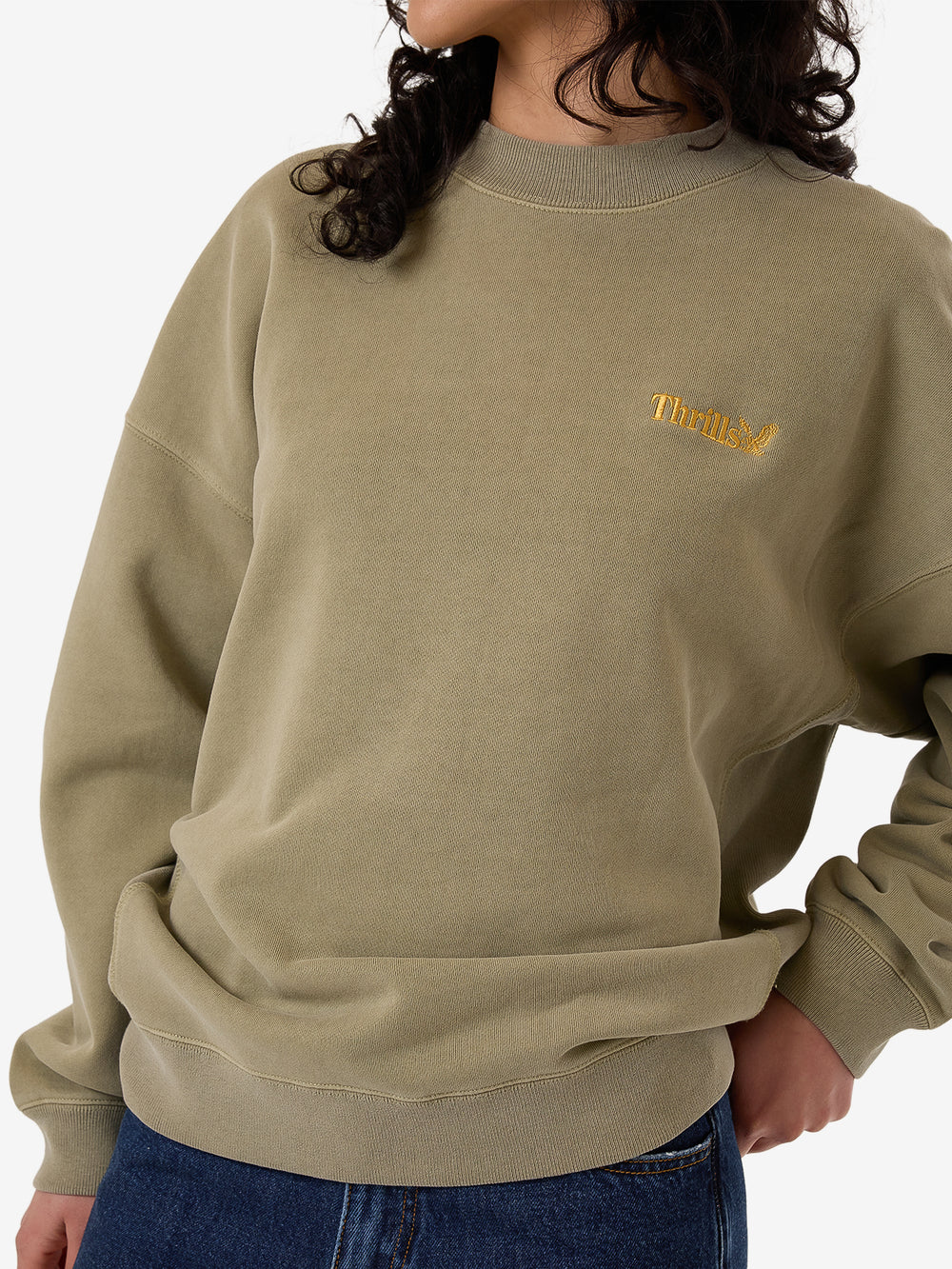 Thrills Workwear Cocoon Panel Crew Eucalyptus