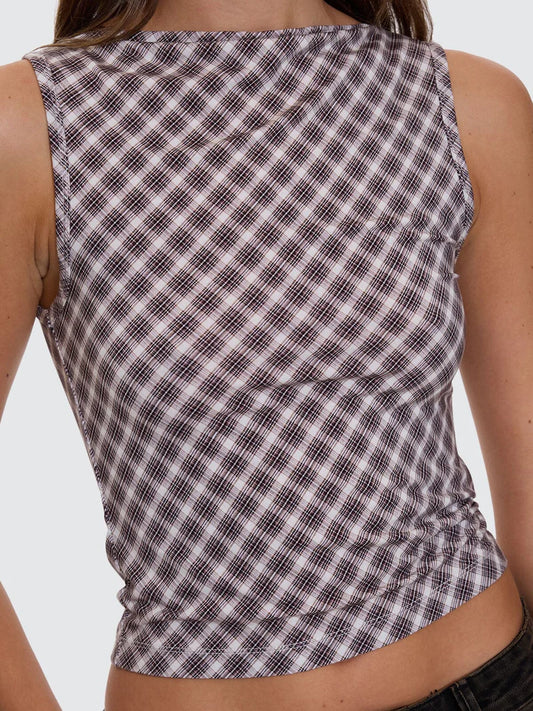 Thrills Adorned Check Tank Java