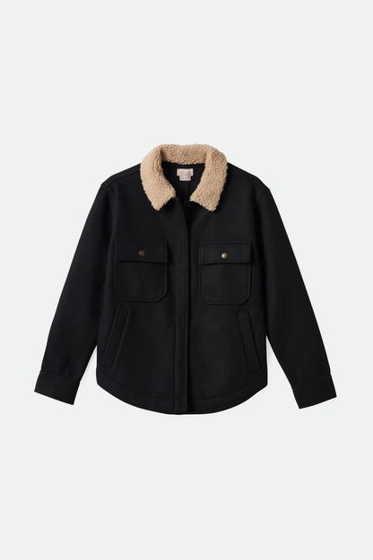 Brixton Durham Sherpa Lined Jacket Washed Navy/Beige Plaid