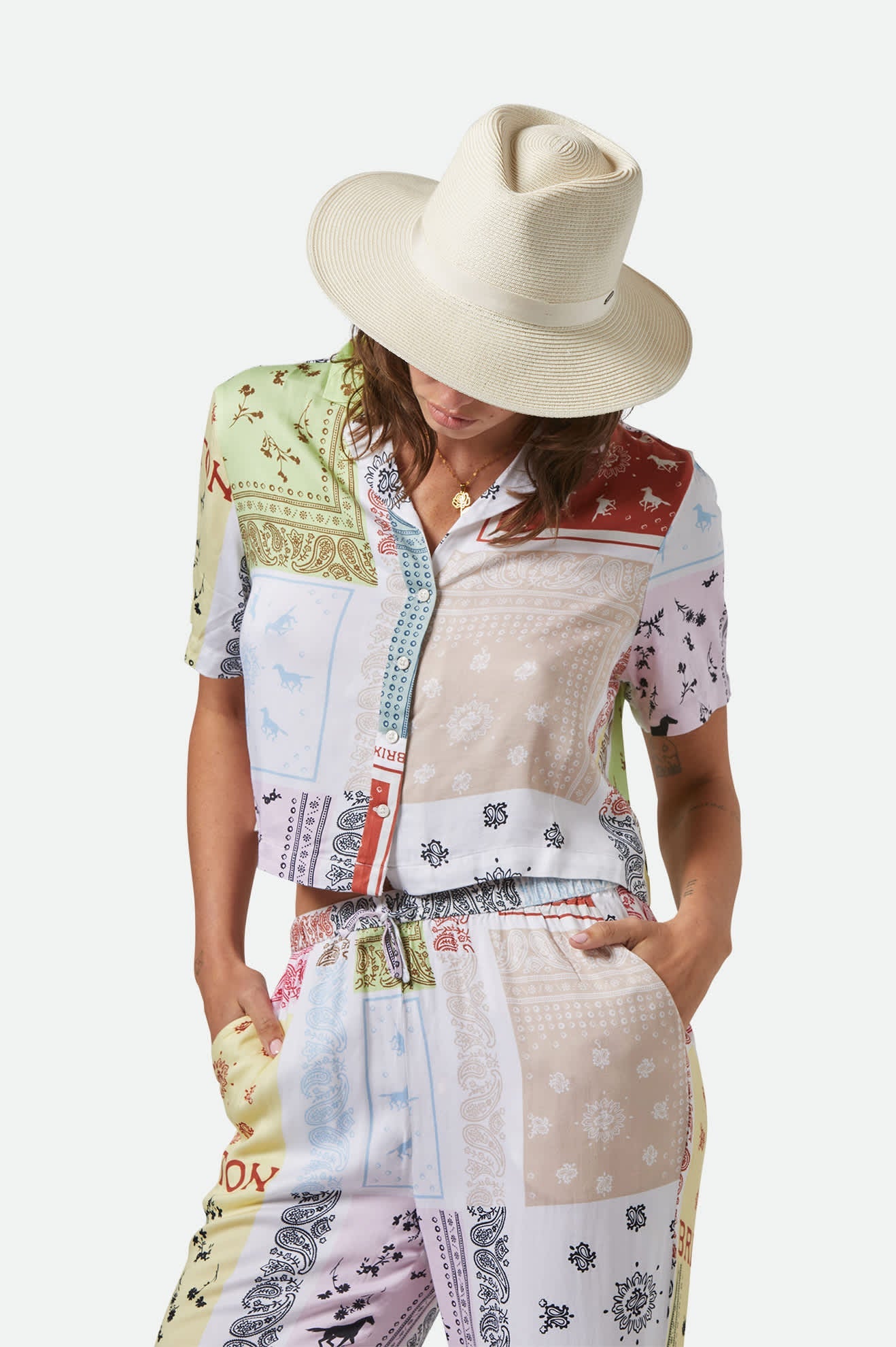 Brixton Carolina Straw Packable Travel Hat