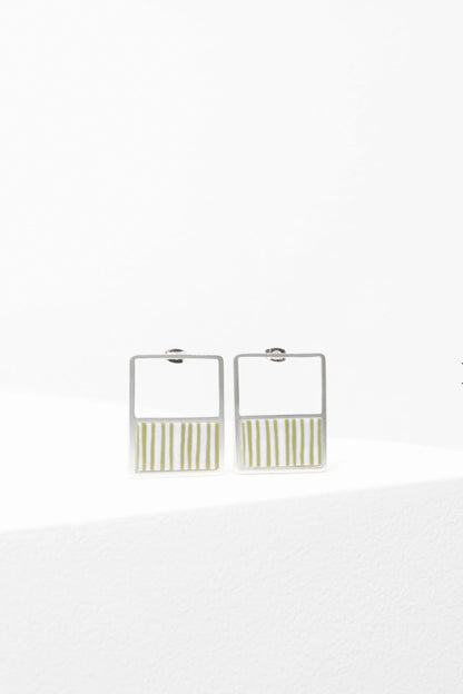 Elk Dalli Earrings Green/White Stripe