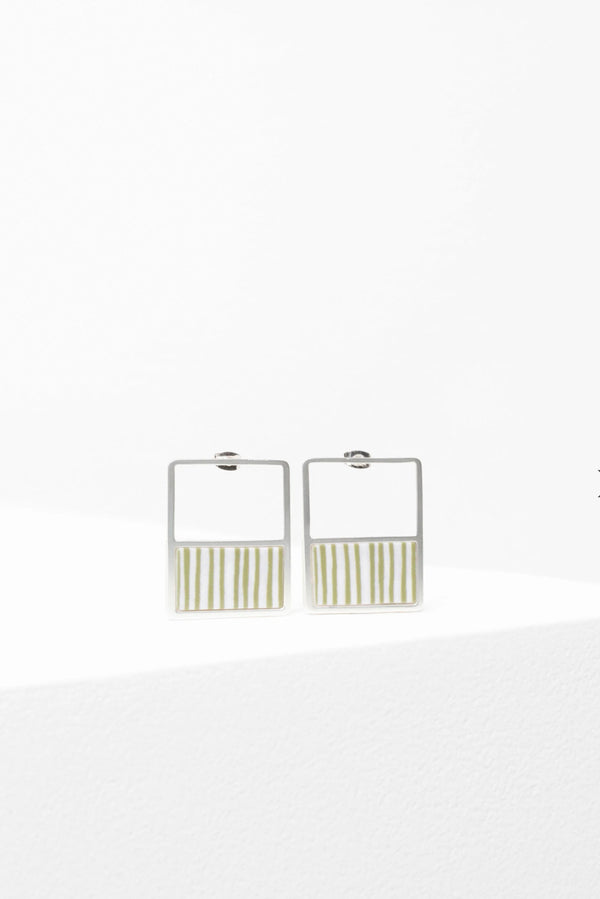 Elk Dalli Earrings Green/White Stripe