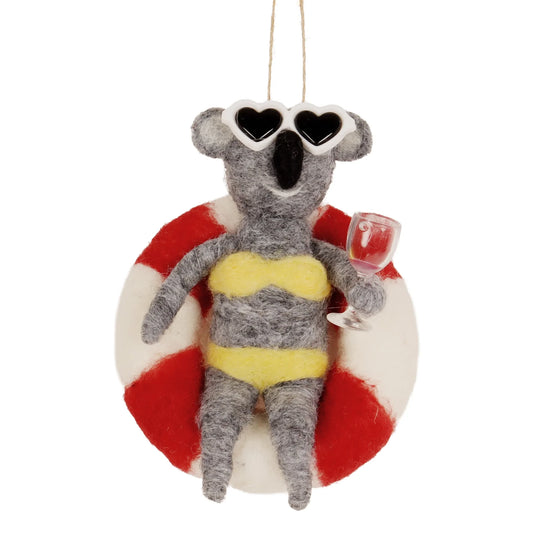 La La Land Felt Ornament Wine and Chill Koala