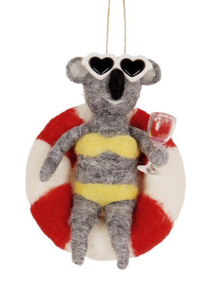 La La Land Felt Ornament Wine and Chill Koala