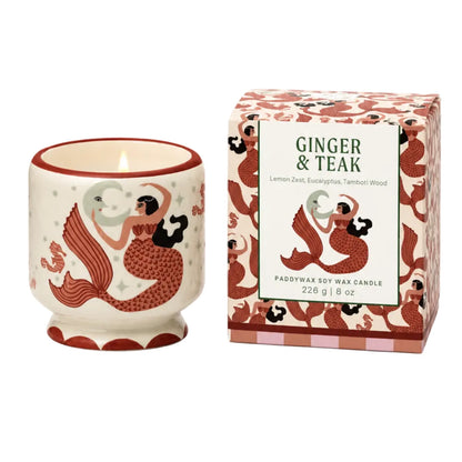 A Dopo Mermaid and Moon Ceramic Candle Ginger & Teak